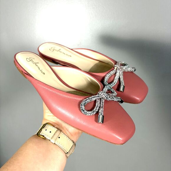 Unbranded Shoes - Anthropologie Guilhermina Leather Mules Flats 7M Bow Ballet Coquette Regency